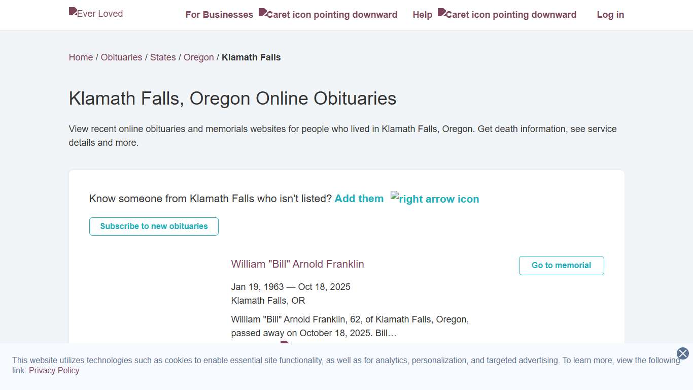 Klamath Falls, Oregon Online Obituaries | Ever Loved